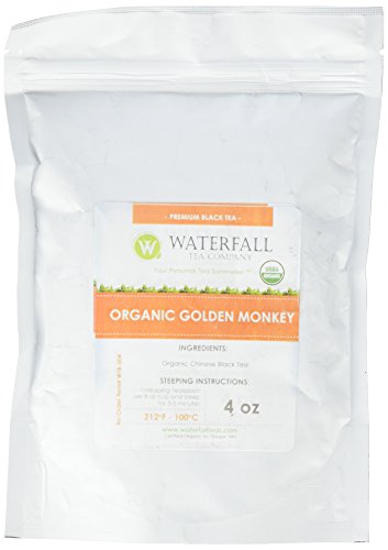 Waterfall Tea Company Organic Golden Monkey Black Teas, 4 Ounce