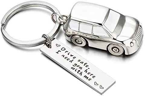 Mens Drive Safe Keychain I Need You Here with Me Birthday for Trucker Husband Boyfriend Dad Gifts