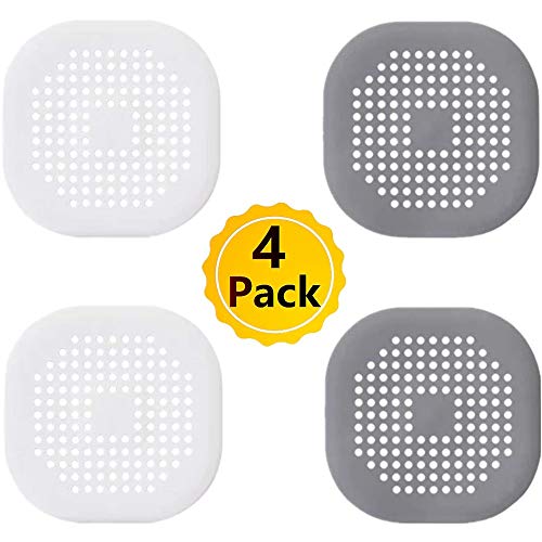 4 Packs Shower Drain Covers Square Silicone Tube Drain Hair Catcher Stopper with Sucker for Bathroom Kitchen, Rubber Bathtub Sink Strainer Plug Filter Trap Home Drain Protectors - Thumbnail 7
