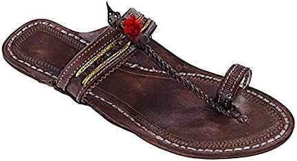 KOLHAPURI CHAPPAL Original Beautiful Brown Pointed jari and Punching Upper Ladies Slipper Sandal