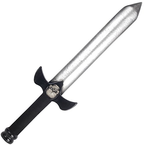 Star Power Adult LARP Heavy Duty Foam Skull Short Sword, Black Silver, 18"