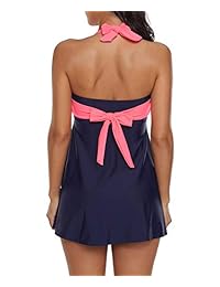 Zando - Traje de baño para mujer de una pieza, estilo retro, talla grande, largo Torso Tankini traje de baño para mujer