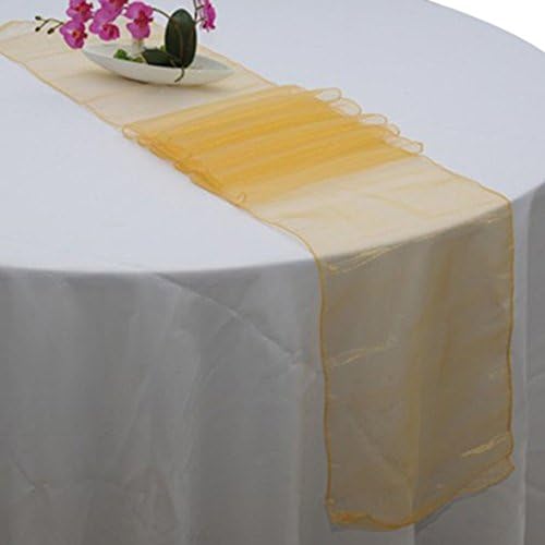 LingStar Premium Quality 30x275cm Sheer Organza Table Runner Wedding Party Home Decoration Gold 10 pcs