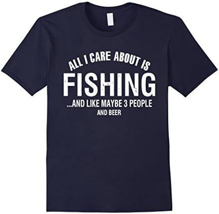 Men's all i care about is fishing and three people bass gear shirt Small Navy