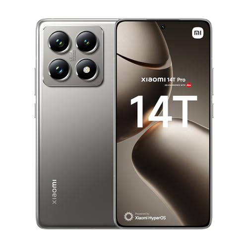 XIAOMI 14T Pro (Smartphone) Display da 6.67'' 144Hz Next-Generation AI, MTK 9300+, Leica Summilux, AISP, Supporta HyperCharge 120W e 50W wireless, 3.4GHz, 12GB+256GB, Titanium