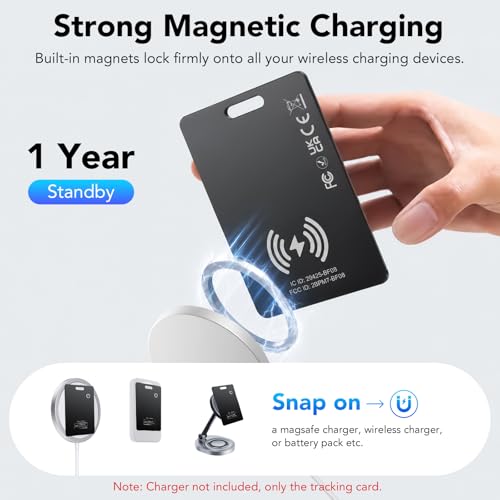 Wallet Tracker Card 2-Pack [Apple MFi Certified], Air Tracker Tag Works with Apple Find My (iOS Only), IP68, Rechargeable Bluetooth Tracker Card for Wallet Luggage Suitcase, Bag, Passport, Black