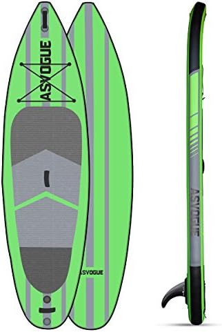 ASVOGUE 11 Feet Inflatable Stand Up Paddle Board Double Layer All Round Board with Paddle, Travel Backpack, Coil Leash and Repair Kit, Green One Size