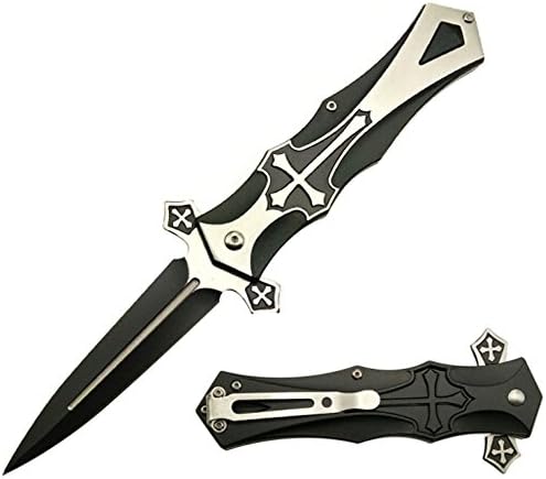Morpho Diana Force Dagger Style Folding Knife,Black,Red,Blue