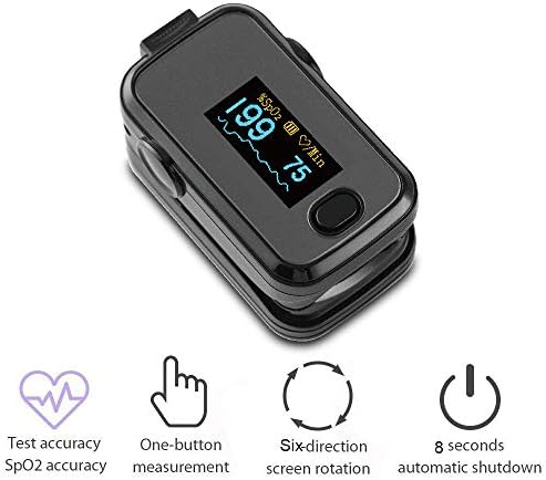 Fingertip Pulse Oximeter SpO2 with Vibration Alarm for Low SpO2 Blood Oxygen Saturation Pulse Rate and Heart Rate Monitor for Children and Adult