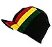 Mens Military Cable Knit Beanie Hat Cap with Peak in Black and Rasta Stripes