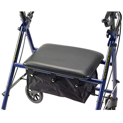 Drive Medical R800BL Foldable Rollator Walker With Seat, Blue on