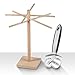 CHEFHQ Pasta Drying Rack with Pasta Cutter - Collapsible Wood Hanger Tree and Noodle Holder to Dry Homemade Dough - Includes Pastry Cutter Roller - Beechwood Dryer Stand for Making Pasta Maker Noodles