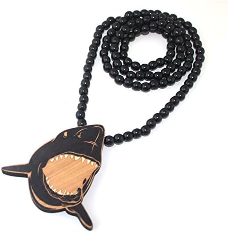 Baoyi Jewelry #Bj35 Shark Attack Wooden Hip-hop Wooden Pendant Piece Bead Chain Good Wood Style Necklace
