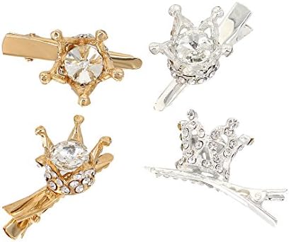 Gabrine 4 PCS Headwears Hairpins Hair Clips Rhinestone Crown for Girls Babies