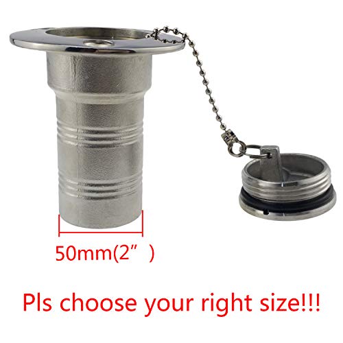 keehui Mirror-Like Polished 316 SS for 2''(50MM) Marine Boat Yacht Caravan Fuel Tank Deck Fill/Filler with KeylessCap