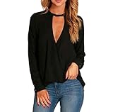 Morecome Women V Neck Loose Casual Long Sleeve Blouse