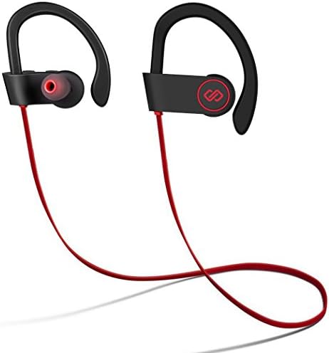Bluetooth Headphones, Infinilla H3 Wireless Sport Earbuds, Guaranteed Secure Fit Over Ear Running Headset, Sweatproof, Noise Cancelling Gym Workout Earphones with Mic (Red)