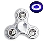 New LED Hand Spinner Fidget Toys, Broloyalty Aluminum Alloy LED Fingertip Gyro Stress Reducer for ADD / ADHD / Anxiety and Autism (Tri-silver)