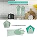Dhwazz Magic Saksak Silicone Dishwashing Gloves, Reusable Scrubber Dish Brush Heat Resistant Kitchen Tool for Cleaning, Pet Hair Care, Dish Washing, Washing The Car (Green)
