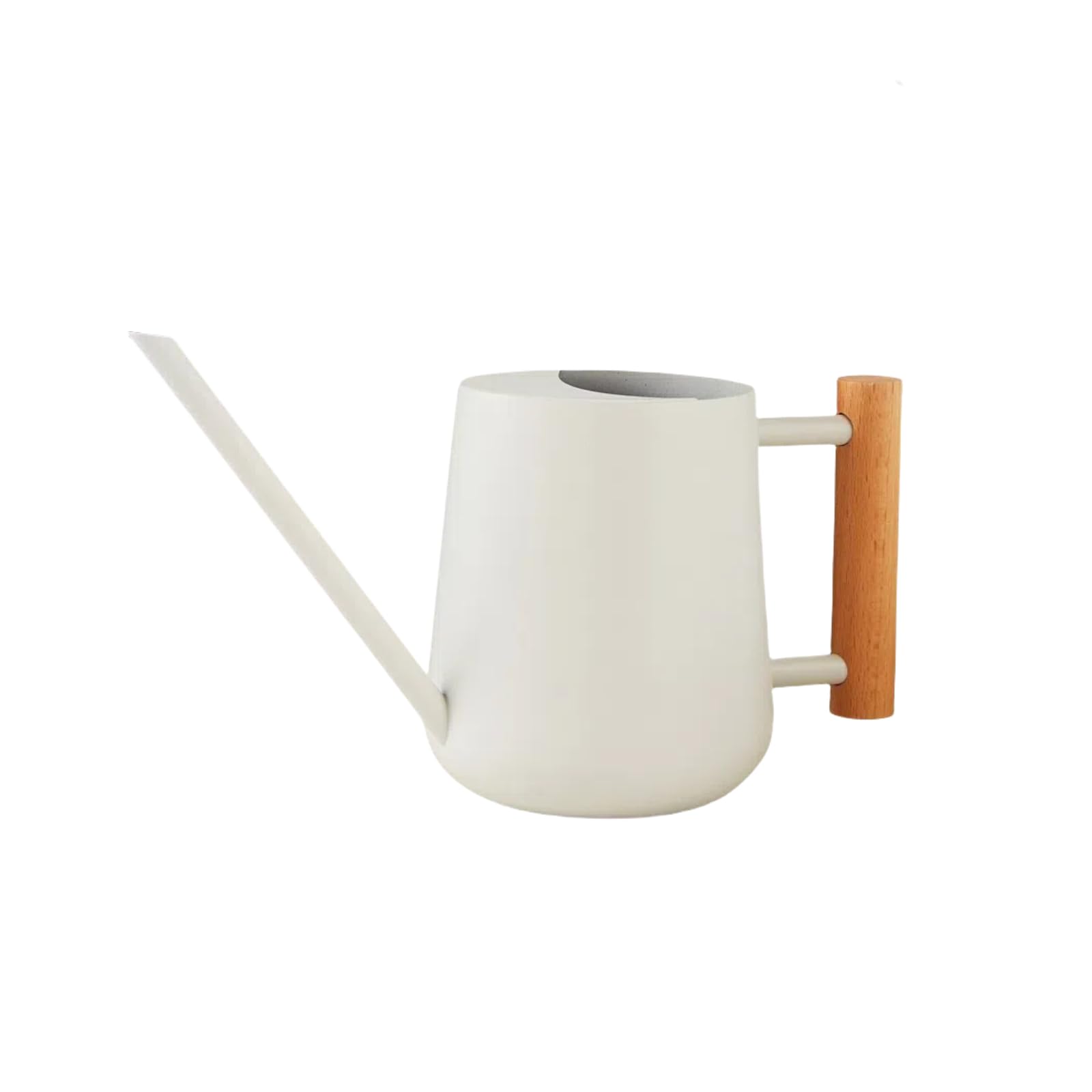 Photo 1 of Indoor Watering Can with Long Spout, 34oz Capacity, White Metal with Wood Handle (White-Z1)
