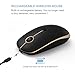 Rechargeable Wireless Mouse, Jelly Comb 2.4G Slim Optical Mice - Less Noise, 3 Adjustable DPI, Portable Mobile Wireless Mouse for Notebook, PC, Laptop, Computer, MacBook - Black + Gold