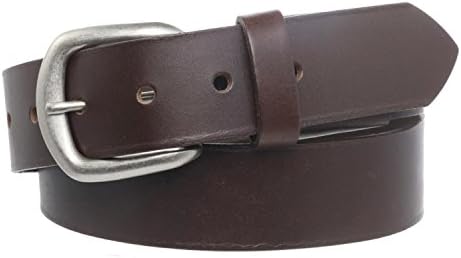 Men's Full Grain Leather Stretch Belt with Nickel Buckle - Brown 36"