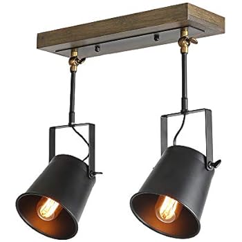 Lnc A03186 Track Light With Wood Canopy 2 Heads Farmhouse Ceiling