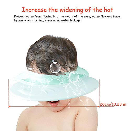 KOBWA Adjustable Bath Visor, Cartoon Soft Silicone Shower Cap Shampoo Protect Hats, Bathing Shampoo Shield Sunshade Cap Visor for Toddler, Baby, Kids, Children, Adults