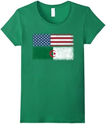 Womens Algerian American Flag T-shirt Algeria Pride Heritage Tee XL Kelly Green