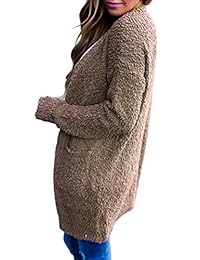 TECREW Women's Long Sleeve Sweater Open Front Cardigan Soft Chunky Knit Outwear with Pockets