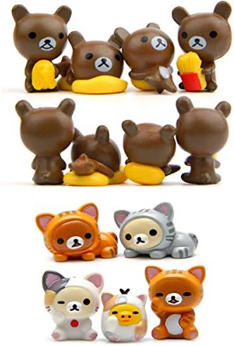 STUDYY 13 Pcs Cute Bear Toys Figurines Playset, 1.2" Figure Collection Playset, Cupcake Topper, Cake Decorations