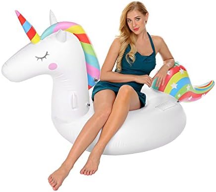 Pool Floats, Inflatable Unicorn Pool Floats for Adults and Kids, Outdoor and Indoor Vacation Beach Lounge Pool Floats, 78.7 x 39.3 x 35.4 Inch