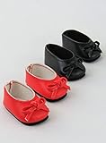 2 Pack of Ballet Flats with Bows: Black and Red| Fits 14