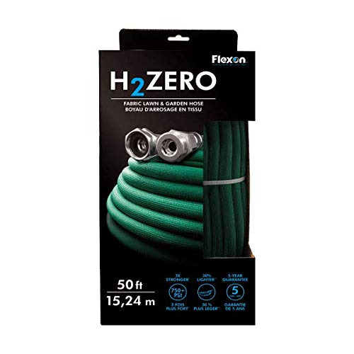 Photo 1 of Flexon H2Zero 100ft Lightweight Fabric Garden Hose – Ultra-Flexible, High-Strength 750 PSI Fabric Hose with Crush-Proof Nickel Plated Couplings – Easy-Carry, Kink-Resistant Lawn & Garden Watering Hose