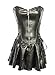 Blidece Women's Punk Rock Faux Leather Steampunk Corset Set Retro Goth overbust steel Bustier with Skirt