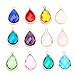 12Pcs Teardrops Crystal Pendants, Crystal Glass Stone Pendants Charms for Necklace Jewelry Making