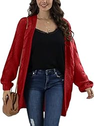 Ferrtye Womens Oversized Chunky Open Front Cardigan