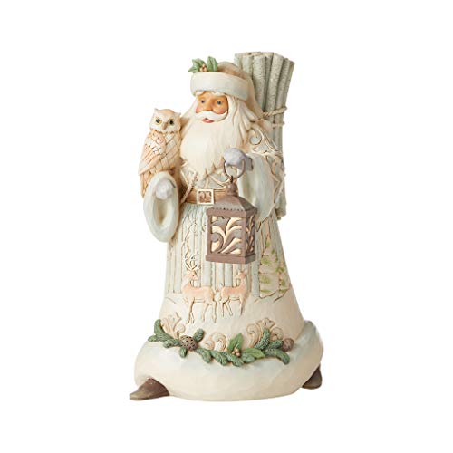 Jim Shore Heartwood Creek Winter Landscape Santa Figurine - 7.75 Inch Birch Bark Santa With Tree