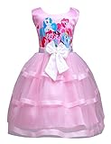 LEMONBABY Little Girls My Little Pony Sleeveless Princess Birthday Lace Dress 2y-7y (4-5T, Pink)