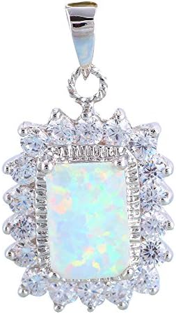 White Fire Opal Silver Stamped White Zircon Pendant Fashion Jewelry OPS674