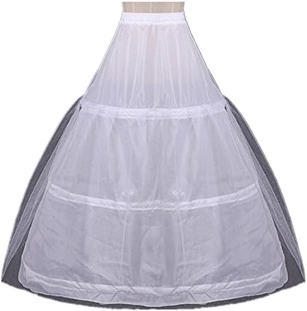 Womens Hoop Crinoline Skirt White Floor Length Petticoat Underskirt for Bridal Wedding Dress