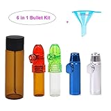5 Pack Snuff Bullets with DmHirmg Micro Funnel Snuff Snorter Dispenser Bottle(5Pack)