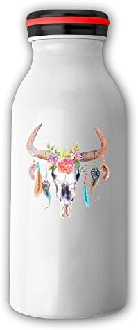 Watercolour Bull's Skull Insulated Vacuum Milk Bottle Stainless Steel Thermos 12 Oz