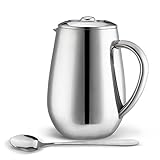 MIRA Stainless Steel French Press Coffee Tea Brewer Double Wall 1 Liter 34 Ounces (Coffee Press Pot, Cafetiere)s