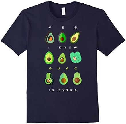 Men's Yes I Know Guac Is Extra Funny Avocado Guacamole T-Shirt Medium Navy