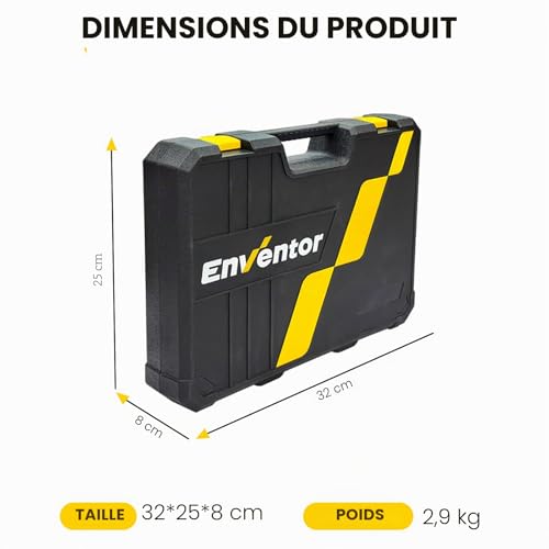 ENVENTOR Tool Box, 158 Piece Complete Tool Case, Tool Box with Screwdriver Set, Hammer, Pliers and Ratchet Socket, DIY, Garage, Car Tool Box
