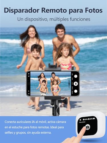 AI Auriculares Traductor en Tiempo Real: 156 Idiomas Traductor Instantáneo 3en1 – Pantalla Táctil LCD - Aislamiento Ruido In-Ear - Asistente IA Control Remoto Fotos – Viajes Negocios Estudio Reuniones