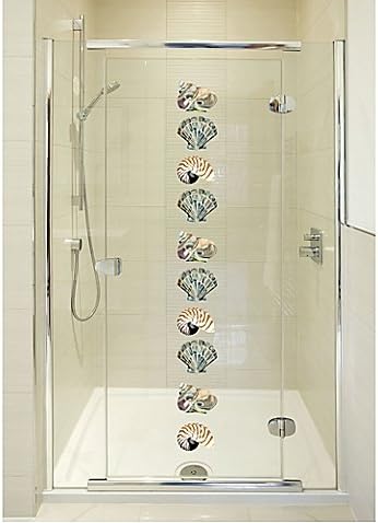 Courtside Market Contour Art Elements Scalloped Seashell Shower Decal l Colorful Finish to your Shower Doors and Glass