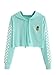 MakeMeChic Women's Pineapple Embroidered Hoodie Plaid Crop Top Sweatshirt Blue Small