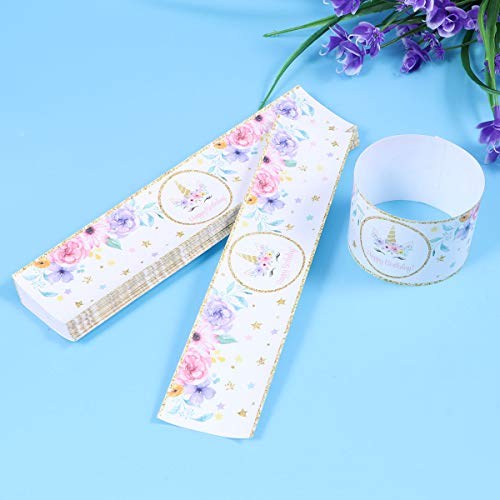 LUOEM 72 PCS Magic Rainbow Unicorn Bottle Wraps Cute Waterproof Bottle Labels Sleep Unicorn Pastel Flower Bottle Labels for Birthday Baby Shower Wedding Party Decorations - Thumbnail 7